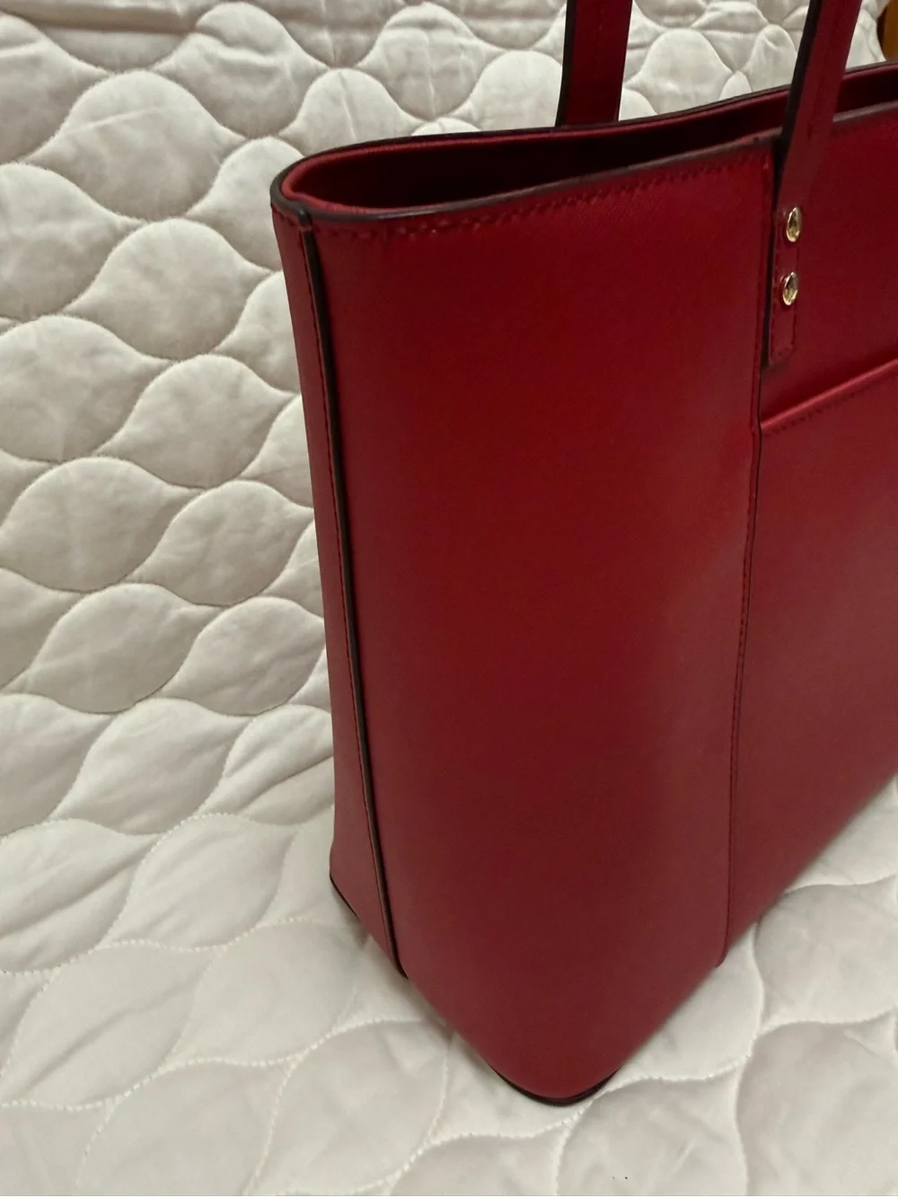 Karl Lagerfeld Large Red Tote with Cat Sunglasses Motif